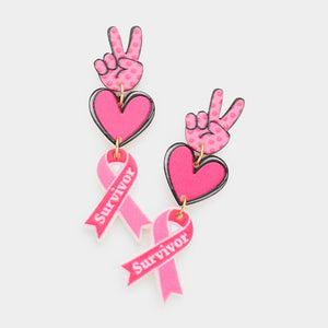 Pink Ribbon Earrings