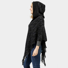 Load image into Gallery viewer, Black Poncho with Hood