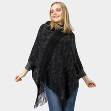 Load image into Gallery viewer, Black Poncho with Hood