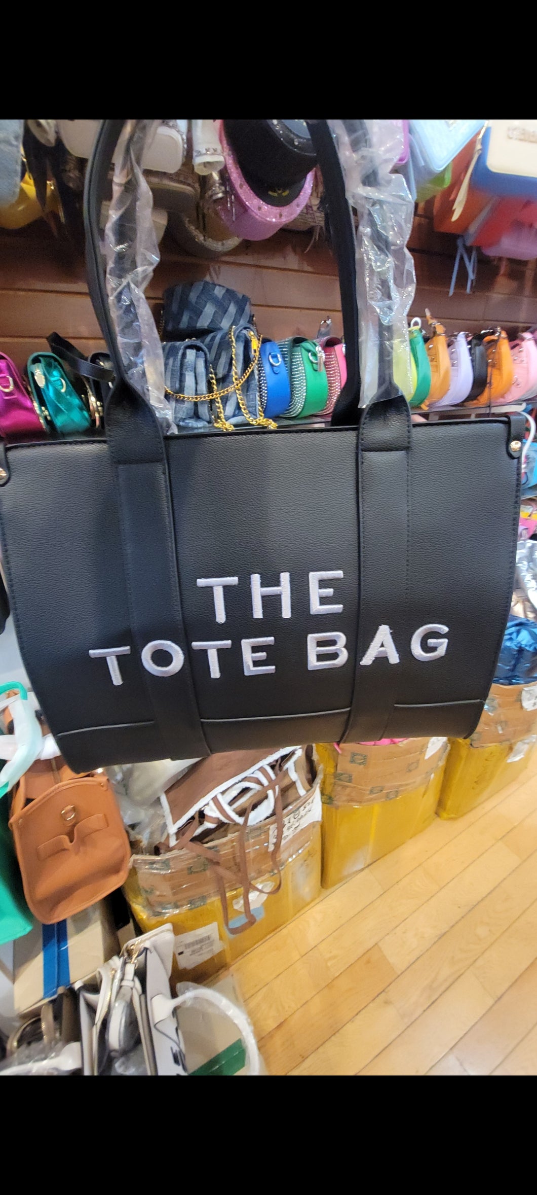 Black tote bag