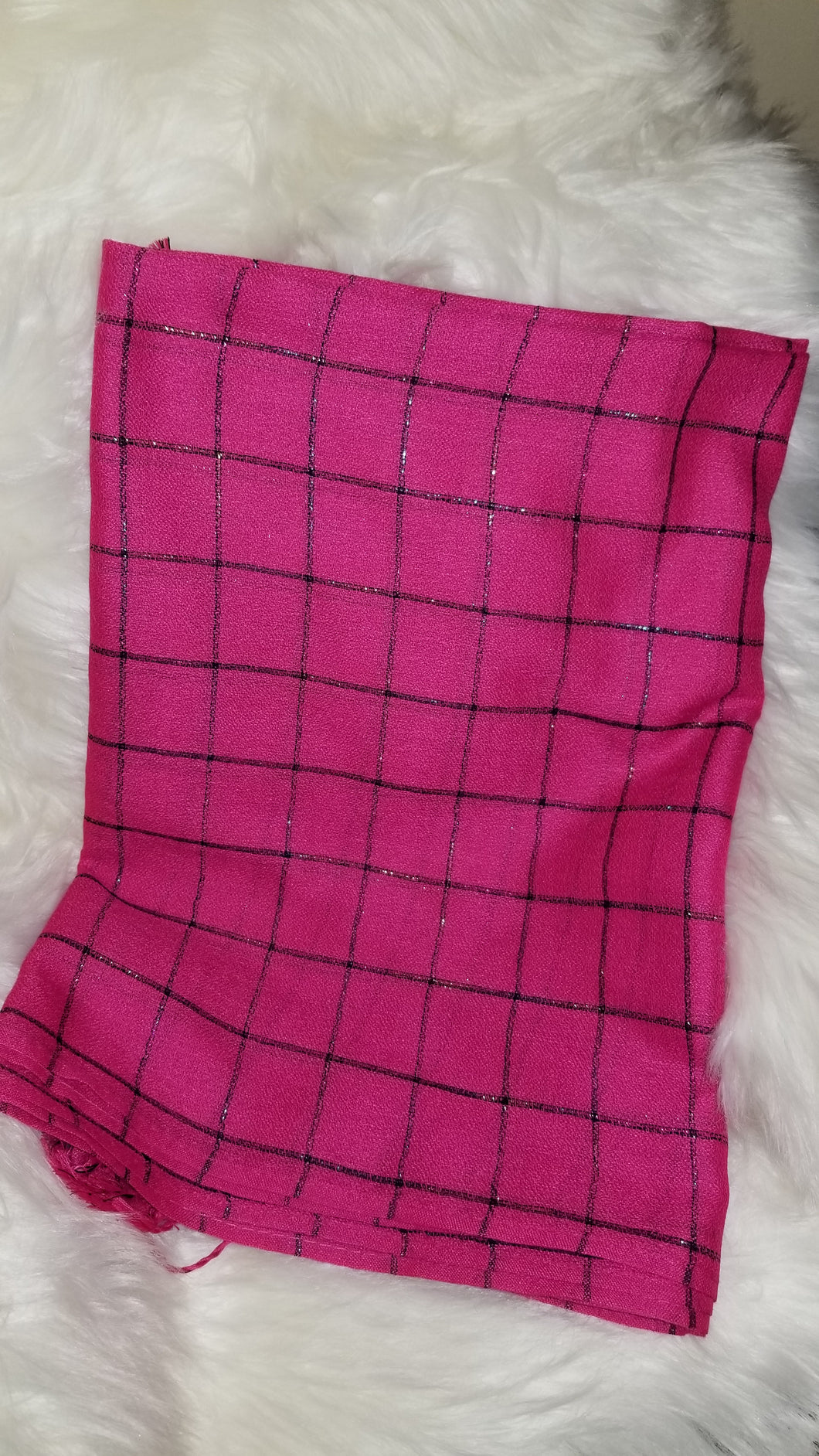 Pink square print pashmina scarf