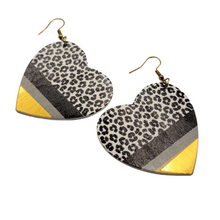 Load image into Gallery viewer, Heart Leopard Earrings