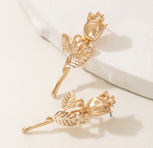 Stem Rose Earrings
