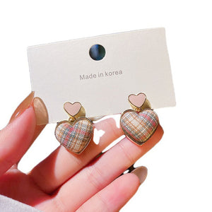 Plaid Heart Earrings